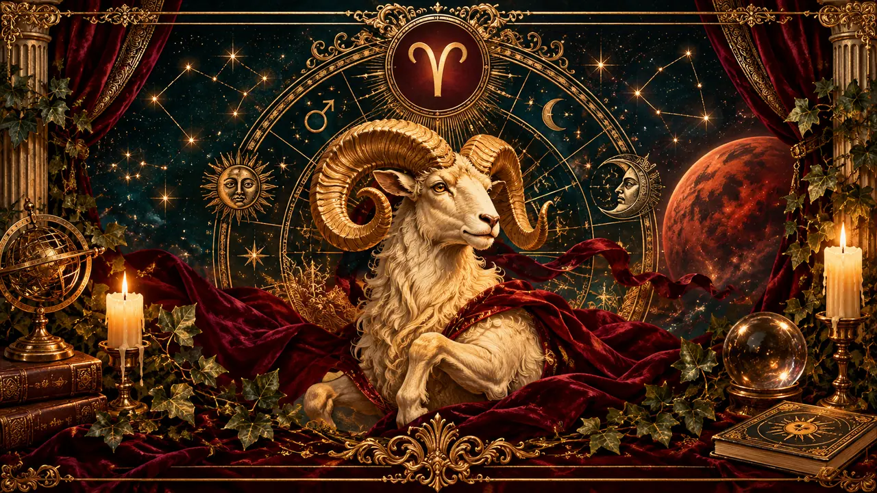 Ilustración astrológica victoriana del signo Aries