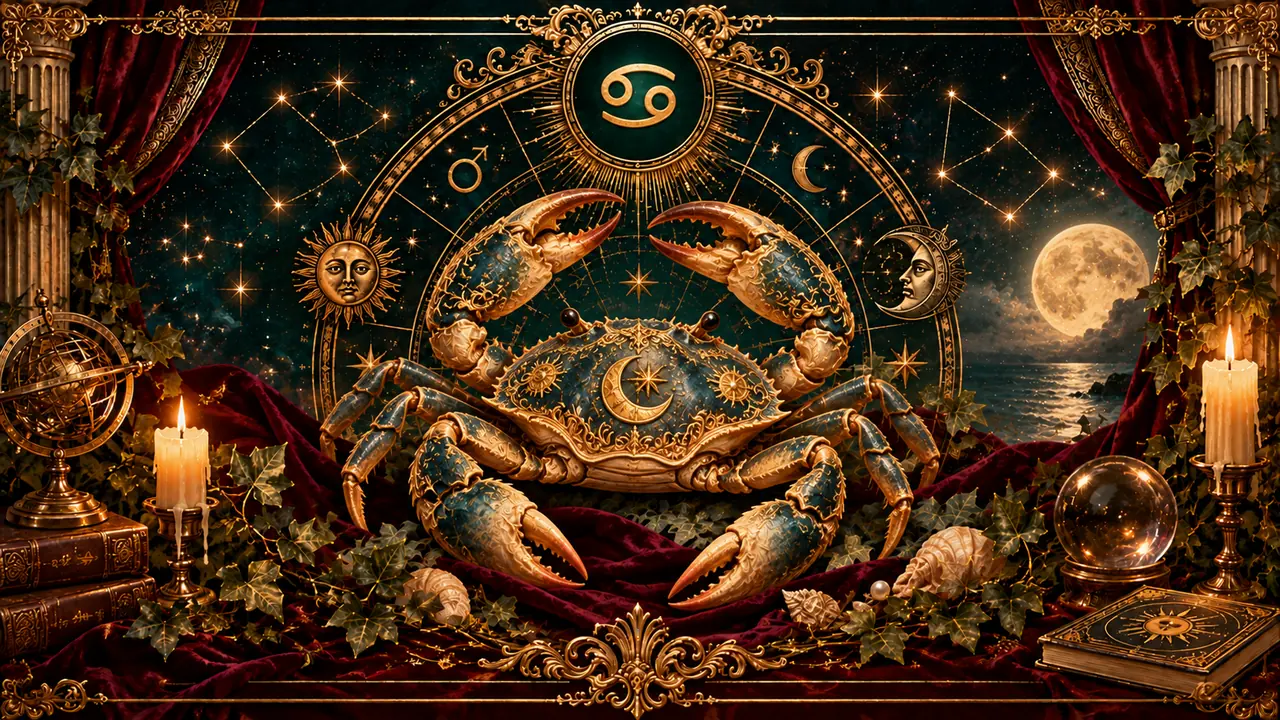 Ilustración astrológica victoriana del signo Cáncer