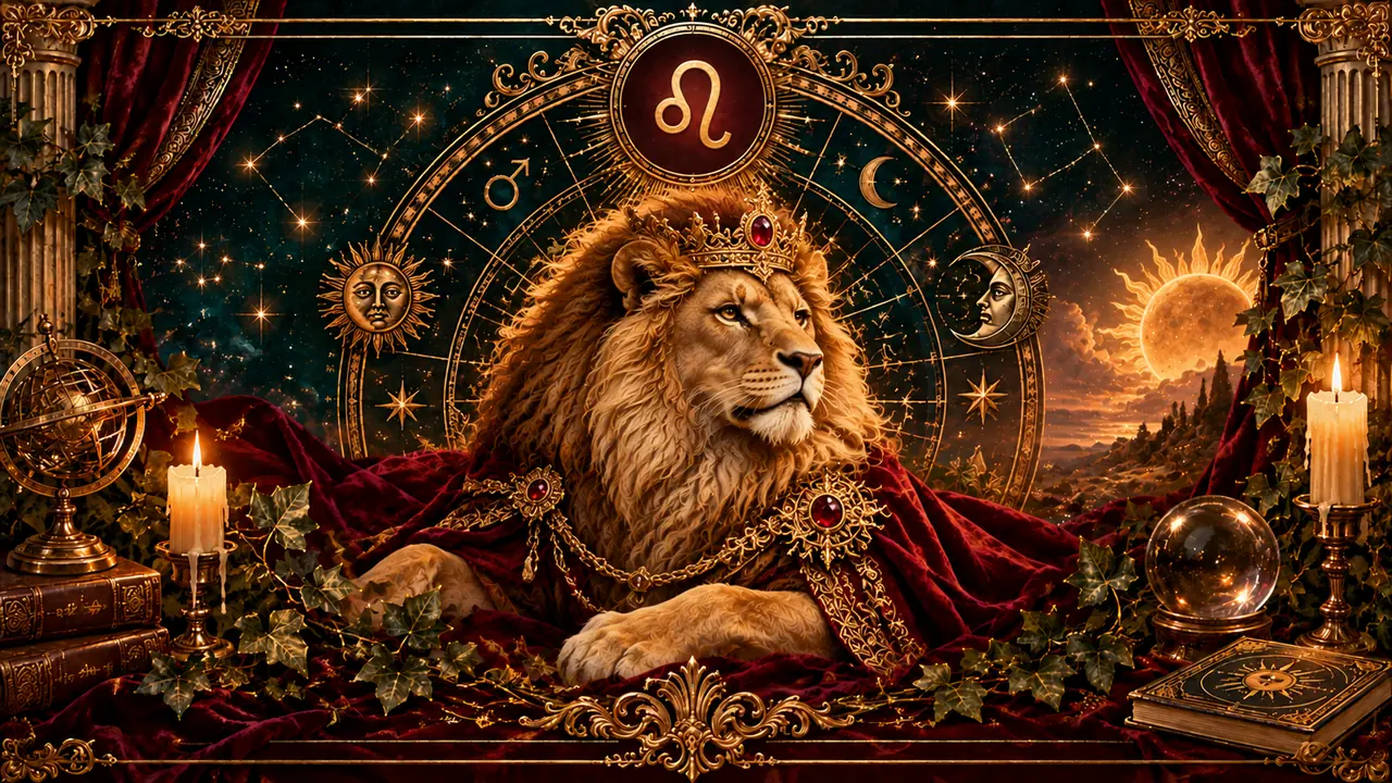 Ilustración astrológica victoriana del signo Leo
