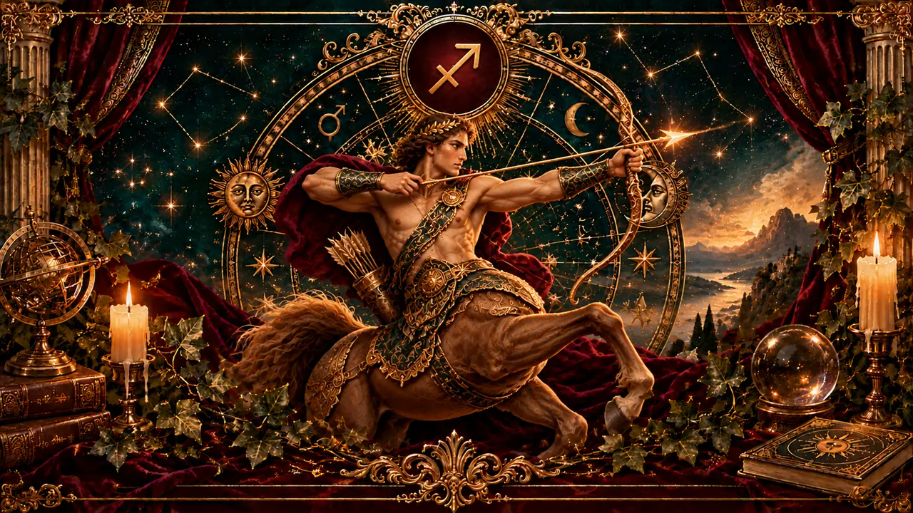 Ilustración astrológica victoriana del signo Sagitario