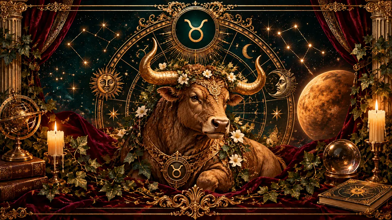 Ilustración astrológica victoriana del signo Tauro